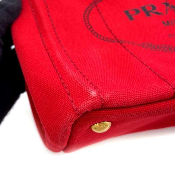Prada Tote Handbag Canapa Canvas Red - Picture 10 of 12